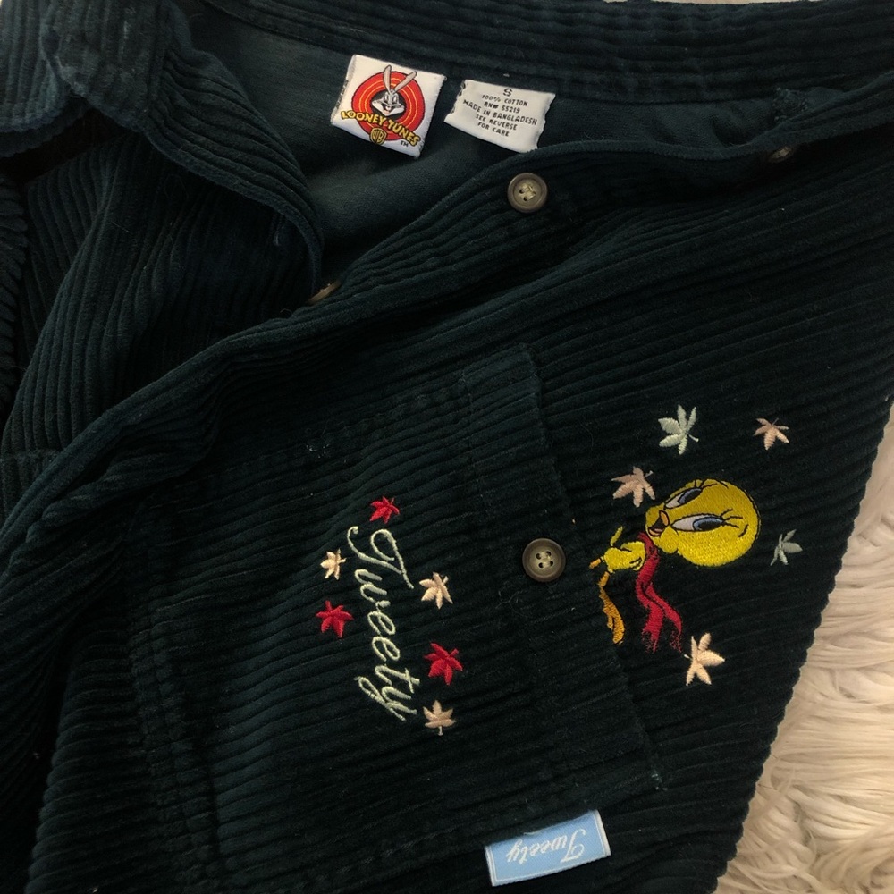 vintage looney Tunes tweety bird corduroy flannel